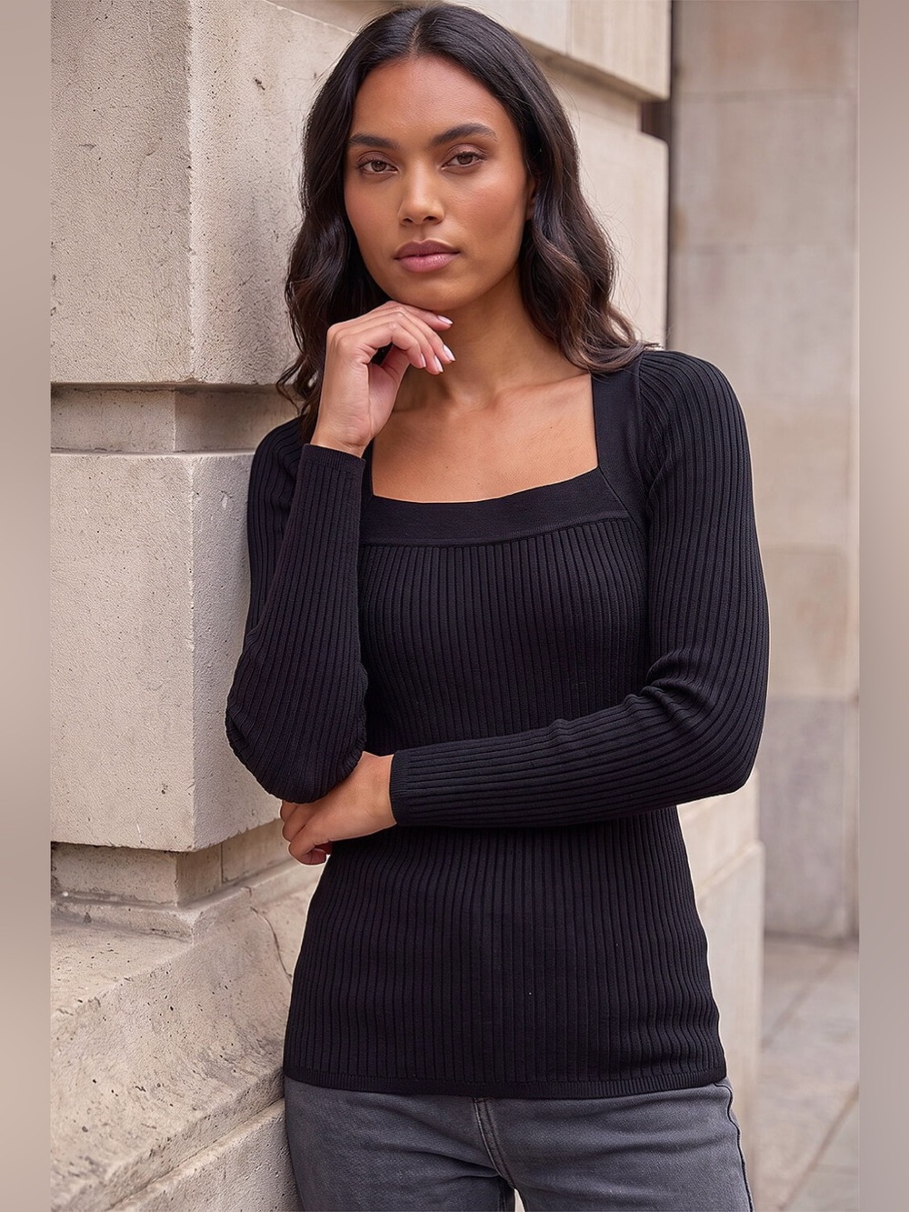 Stitches & Stripes Women's Off-Shoulder Ribbed Knit Sweater — Black Size Medium